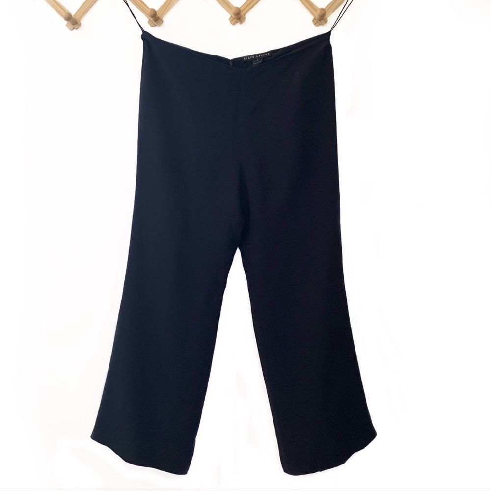 Ralph Lauren Black Label Wide Leg Silk Pants Black